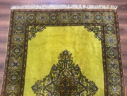 Moroccan Rug 6x8 Vintage Lime Green Wool Carpet Hand Knotted