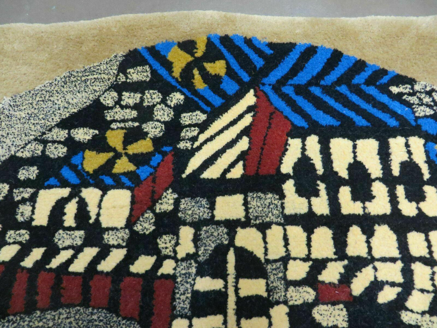 Vintage Israeli Handcrafted Wool Rug 3 By 4 Feet Wall Hanging Signed Hebrew