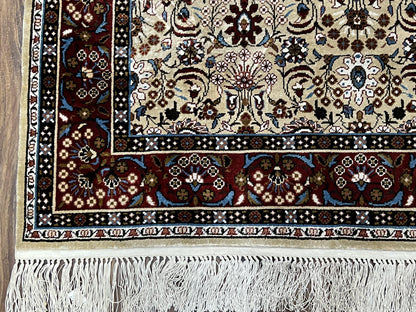 Sino Persian Silk Rug 3x5 Handmade Vintage Silk Carpet With Allover Motif