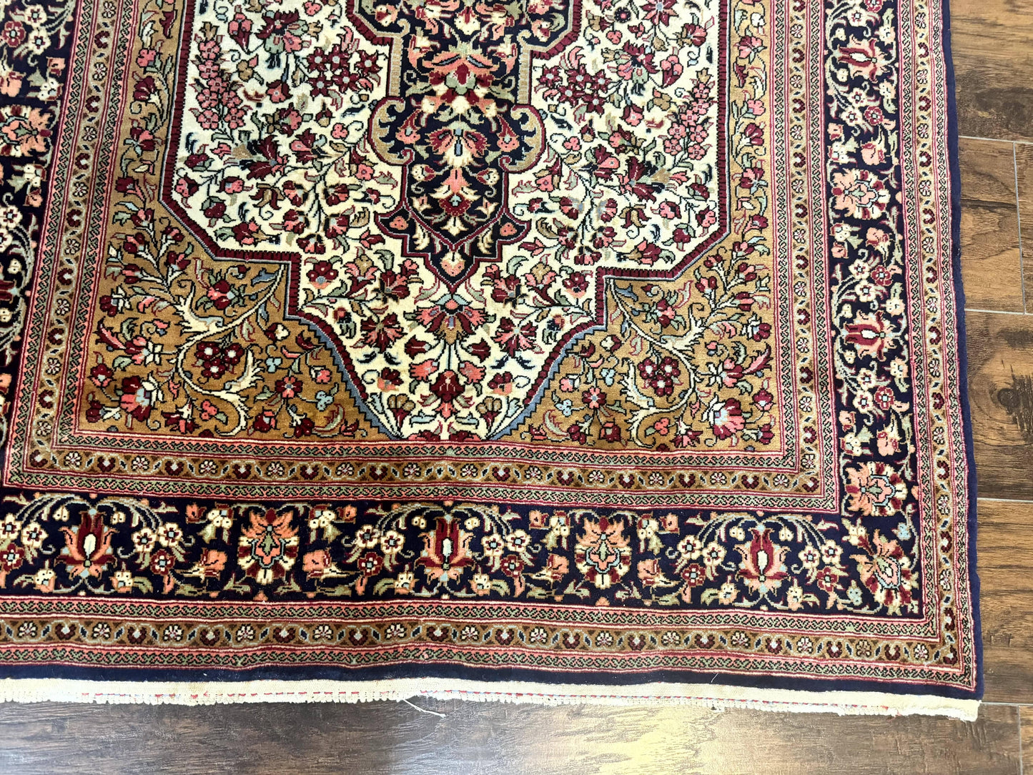 Persian Qum Rug Hand Knotted 3.6 By 5 Rare Semi Antique Kork Wool