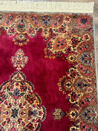 Karastan Rug 4x6 Red Medallion Kirman #762, Wool Vintage Original 700 Series