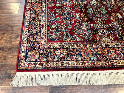 Karastan Red Sarouk Wool Rug 5.9 By 9 Vintage Oriental Carpet Original 700 Series