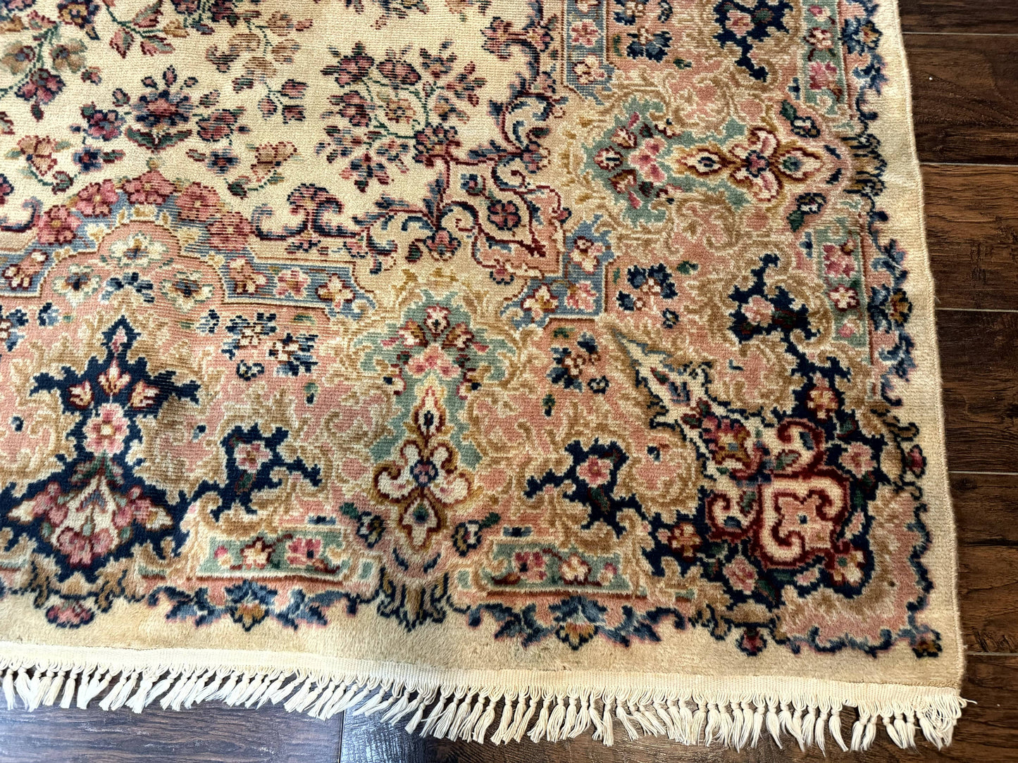 Karastan Kirman Wool Rug Antique 8.8x12 Lanamar Floral Ivory