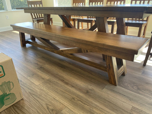 Harmony Style Bench With 1 Inch Or 2 Inch Top Options For Matching Table