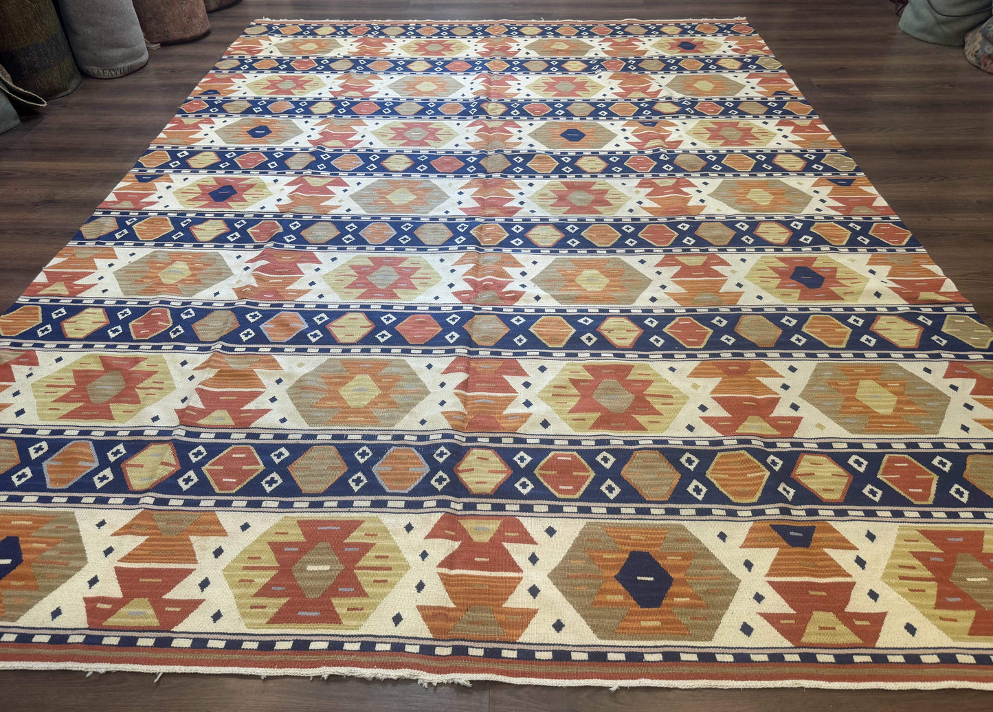Turkish Kilim Rug 8x11 Handmade Wool Vintage Nourison Area Rug for Living Room