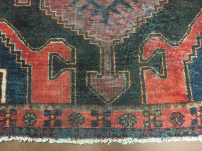 Antique Wool Rug Hand Made From India Geometric Oriental Tribal Red 603 4 By 8 Feet