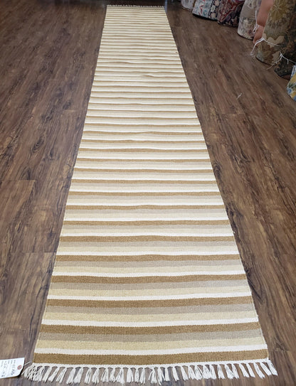 Striped Runner Rug, Flatweave Runner Rug, Hallway Runner, 15 ft Carpet Runner for Hall, Earth Tone Colors, Handmade Hand Woven Farmhouse Rug