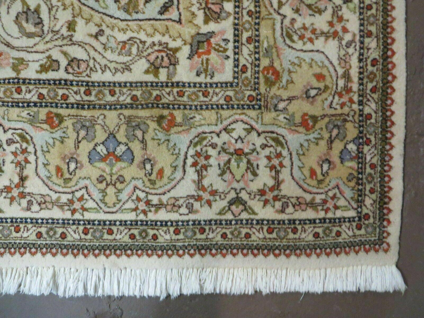 Vintage Persian Tabriz Rug 9x12 Hand Knotted Wool Floral Medallion