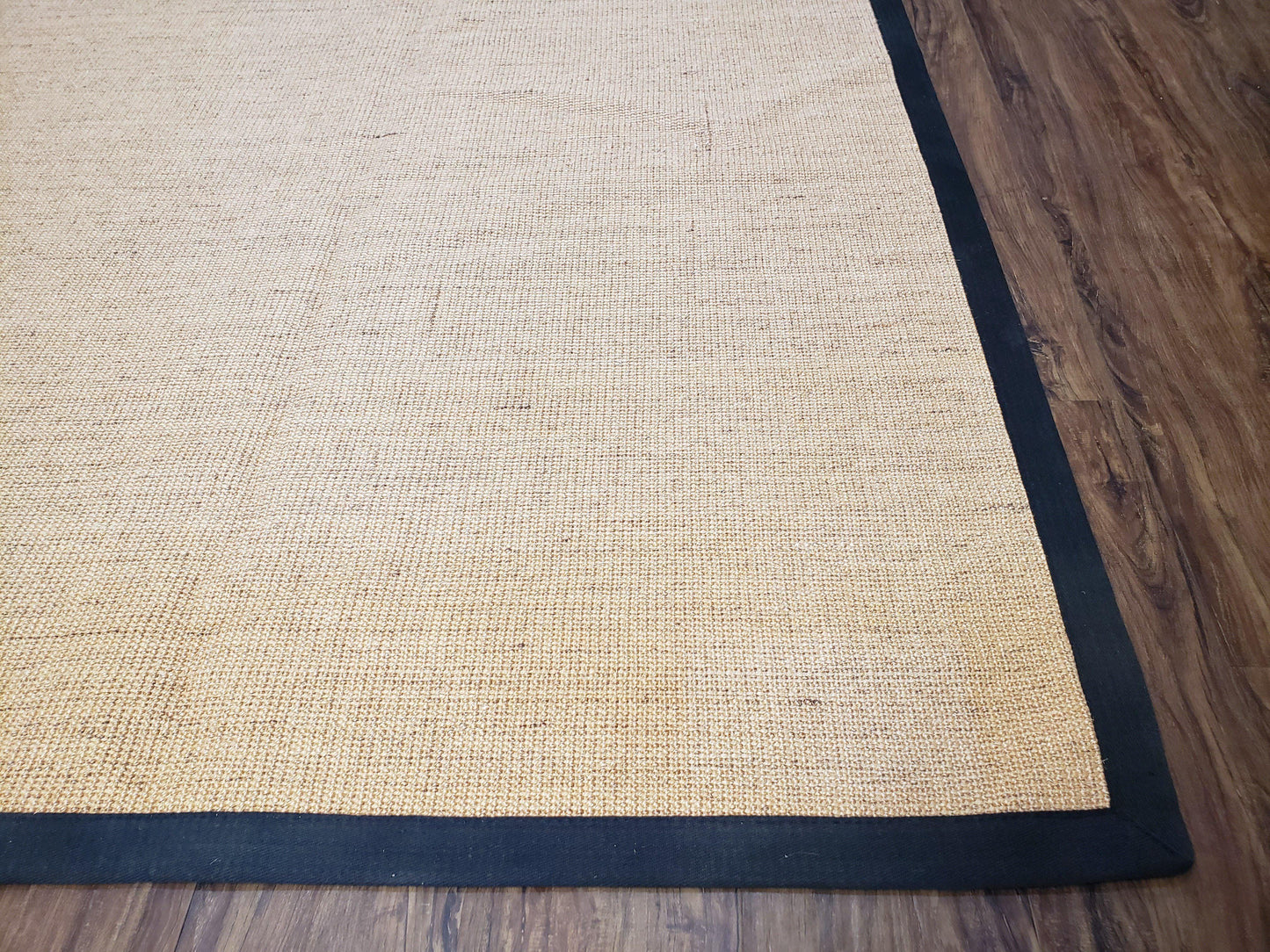 Jute Rug 8x10 Natural Fiber Area Rug With Black Border Farmhouse Style