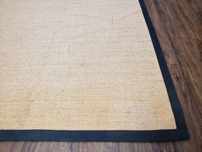 Jute Rug 8x10 Natural Fiber Area Rug With Black Border Farmhouse Style