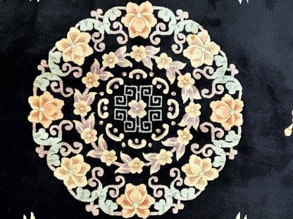 Chinese Wool Rug Hand Knotted Vintage Floral Medallion 9x12 Oriental Carpet