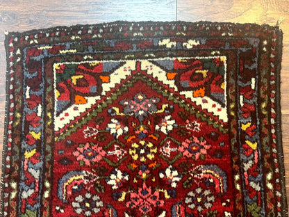 Small Red Persian Tribal Rug 2.6 x 4, Wool Rug, Persian Hamadan Rug