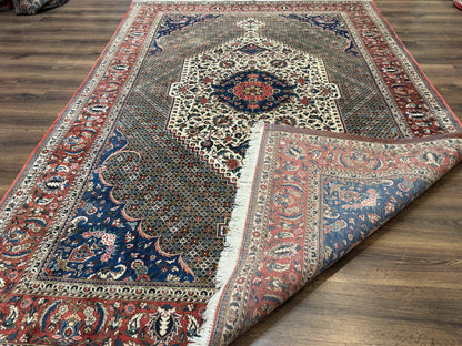 Persian Rug 7x10, Bakhtiari Saman Rug, Unique Design and Colors, Ivory Red Blue, Large Tribal Rug
