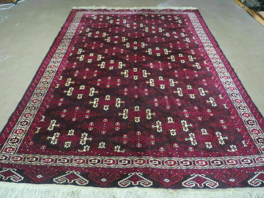 Yamud Turkoman Wool Rug Antique 7x10 Hand Knotted Full Pile