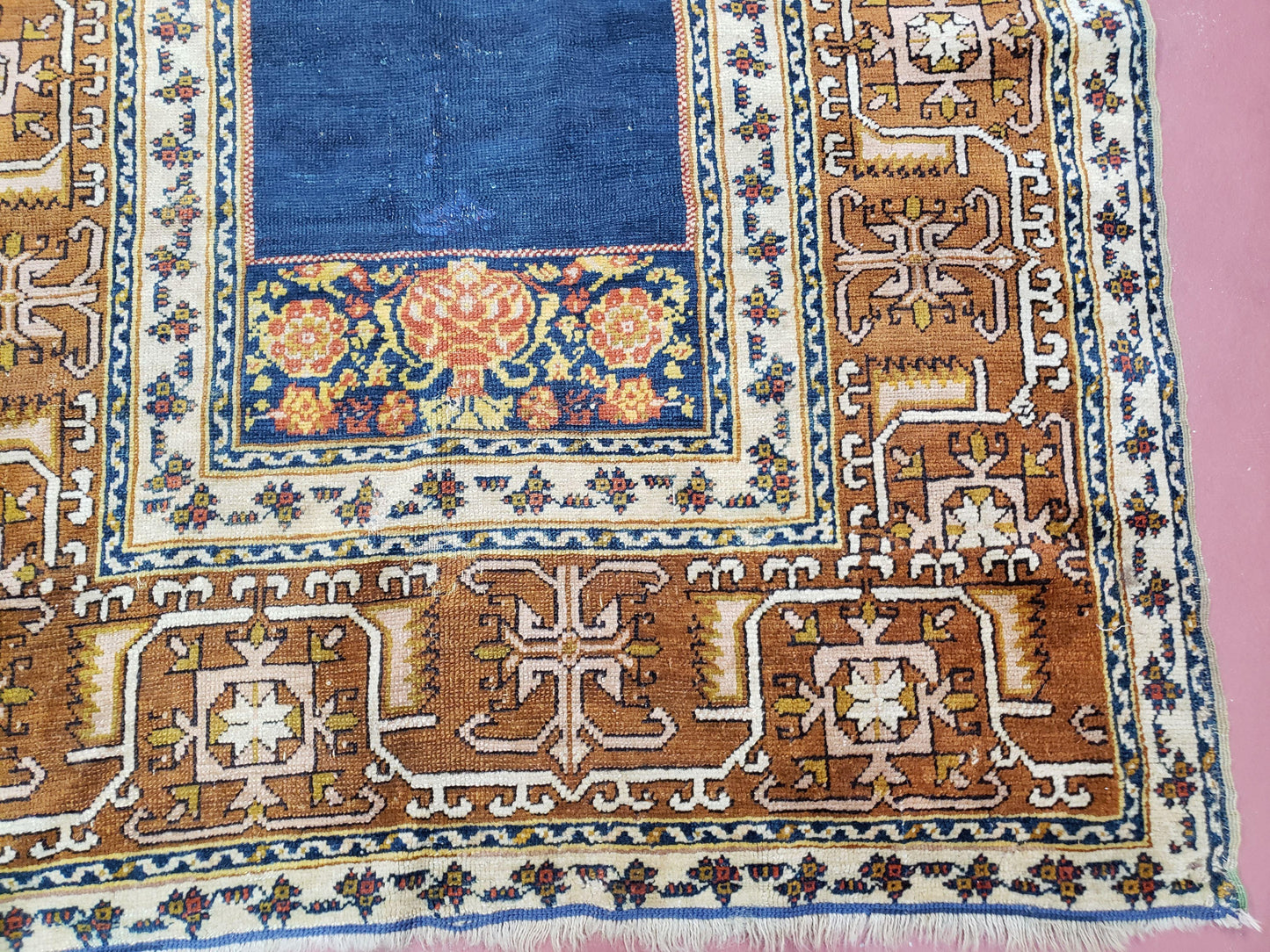 Ghiordes Prayer Rug Antique Turkish Anatolian Twin Mihrabs Collectible Oriental Rug