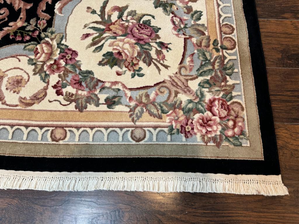 Aubusson Rug 8x10 Handmade Wool Pile Floral European Design