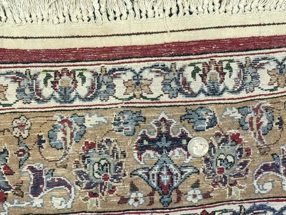 Blue Persian Qum Rug 3.6 x 5 Floral Medallion Navy Field 310 KPSI