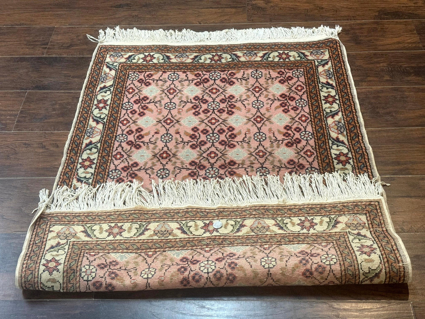 Turkish Sivas Rug 3x4, Pink, Handmade, Wool, Vintage