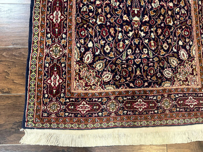 Indo Kashmiri Rug 3x5 Navy Blue Very Fine 400 KPSI Pair A