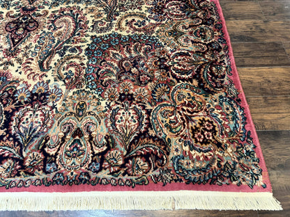 Antique Karastan Kirman Rug Imperial Kirman Ivory Eight Point Eight By Twelve Power Loomed Wool
