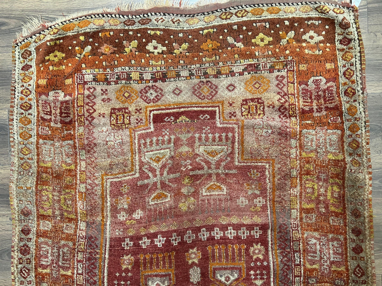 Antique Turkish Melas Rug 4x7 Hand Knotted Wool Area Rug Tribal Geometric