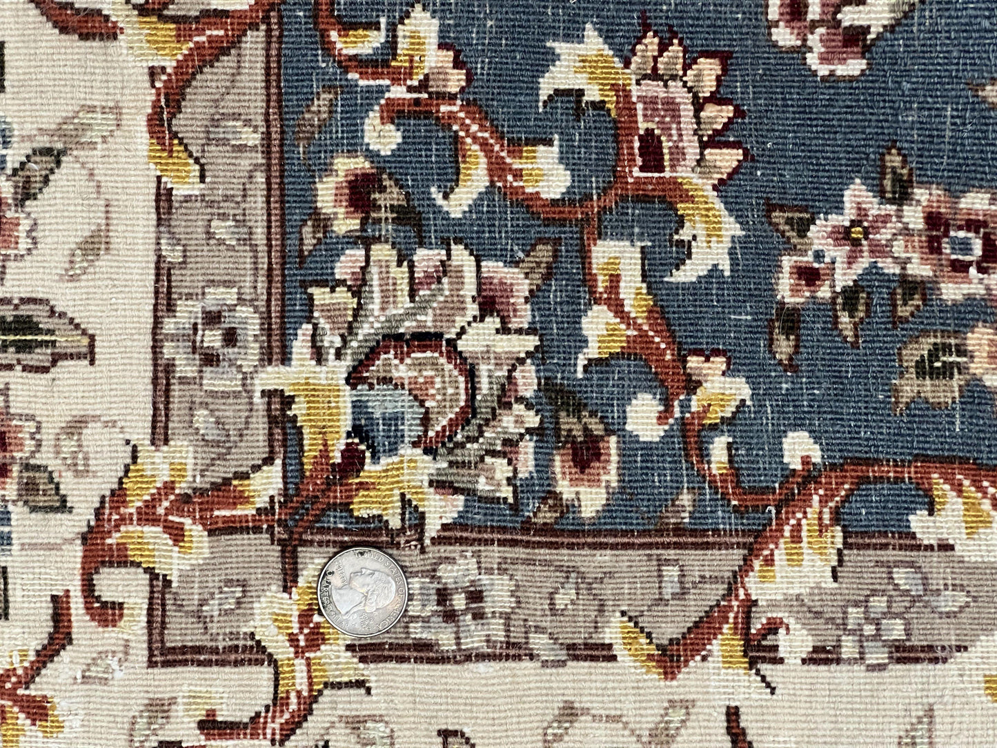 Sino Persian Rug 4x6, Very Fine Oriental Carpet, Handmade Rug 4 x 6, Floral Allover Vintage Traditional Wool & Silk Highlights, 200 KPSI