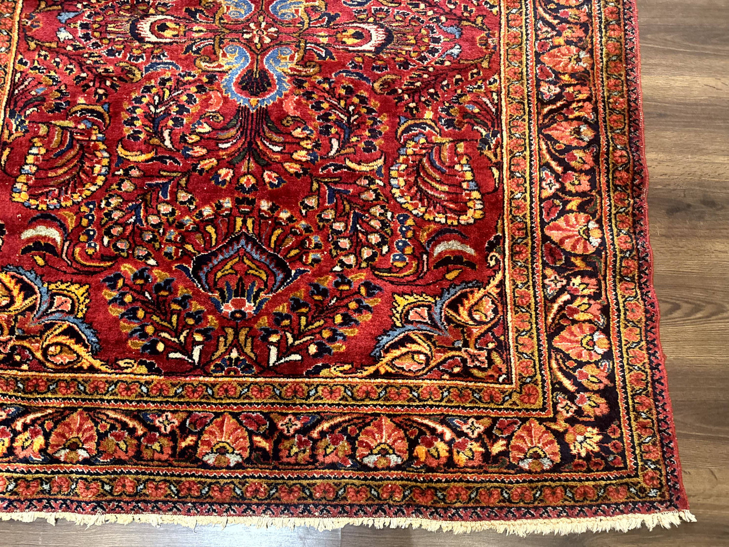 Persian Lilihan Rug 5x6 Red Floral Antique Persian Carpet