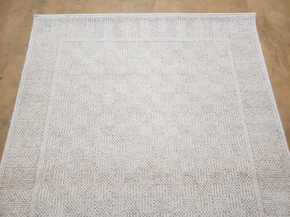 Karastan Chaumiere Rug 3x5 Creme Textured Squares II Pattern Wool Blend