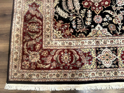 Sino Persian Rug 9x12 Wool Silk Handmade Allover Pattern Black Maroon