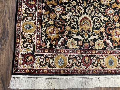 Sino Persian Silk Rug 3x5 Oriental Carpet 3 x 5 Fine Silk Rug, Black Ivory Gold, Animal Motifs, Flowers, High Quality, Vintage Silk Rug Wow