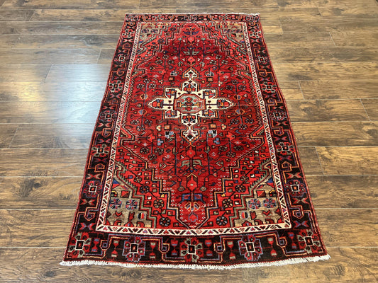 Antique Persian Tribal Wool Rug 4x7 Handmade With Geometric Medallion