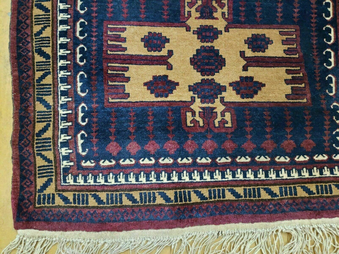Vintage Balouchi Rug Tribal Wool 3x4 Handmade Natural Dyes