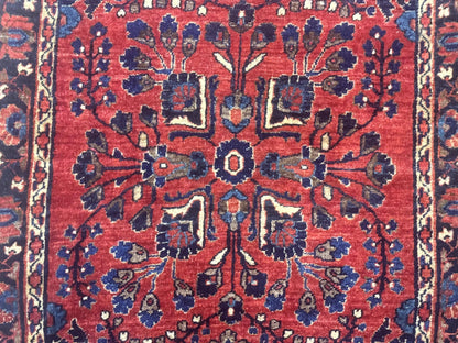 Persian Sarouk Rug Small Red Floral Antique 2 Ft 7 In By 4 Ft 9 In