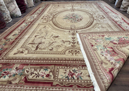 Palace Size Aubusson Rug 12x18, Extra Large, French European Carpet, Soft Wool Pile, Elegant