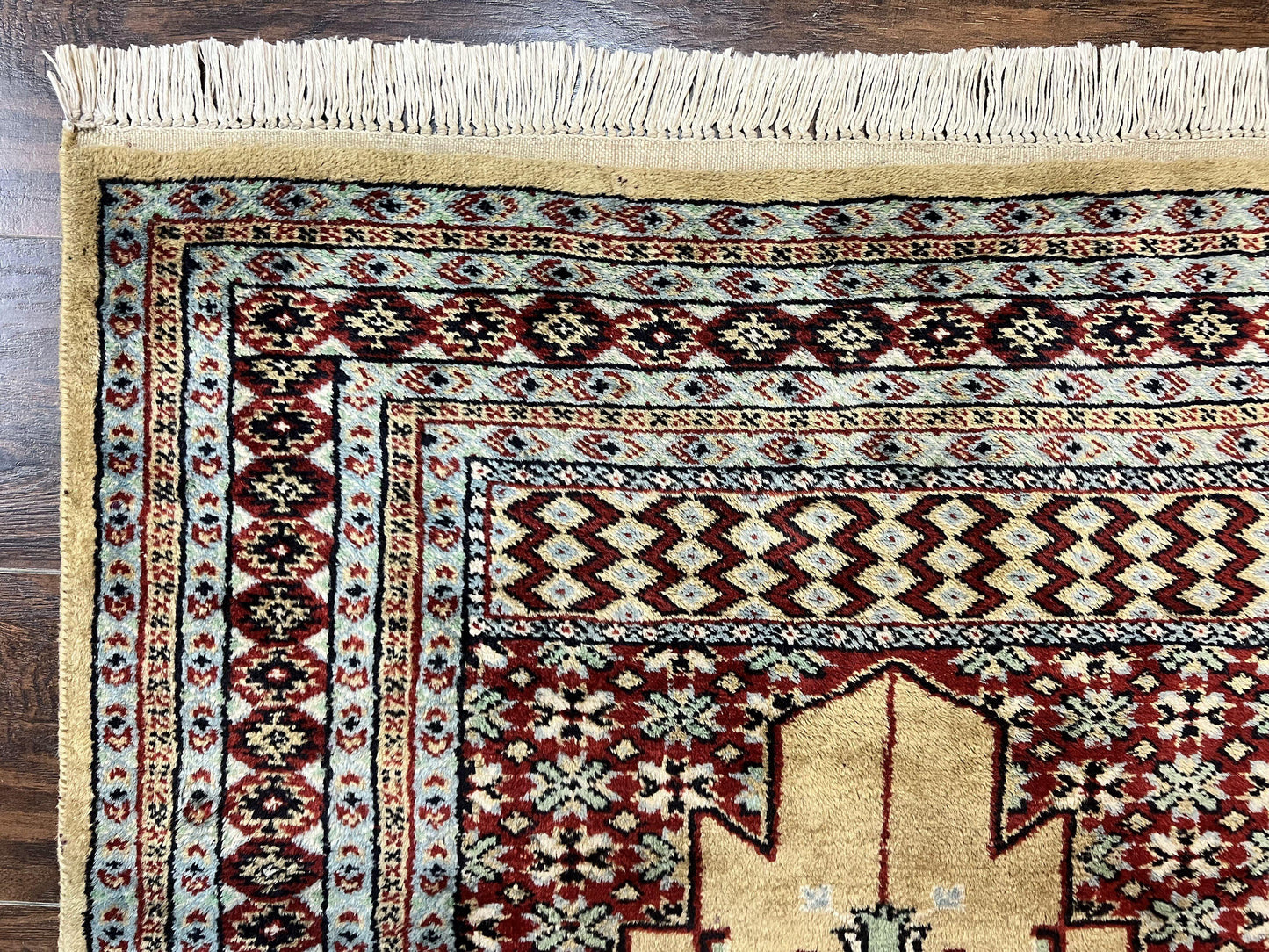 Bokhara Prayer Rug 3x5 Hand Knotted Vintage Wool Carpet Pakistani Turkoman