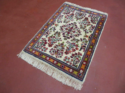 Handmade Persian Rug 2x3 Small Wool Hand Knotted Oriental Floral Medallion