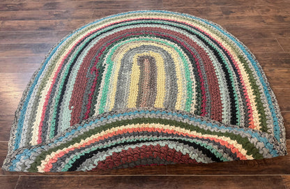 Antique Braided Wool Rug 5x7 Oval Multicolor Handmade American Carpet
