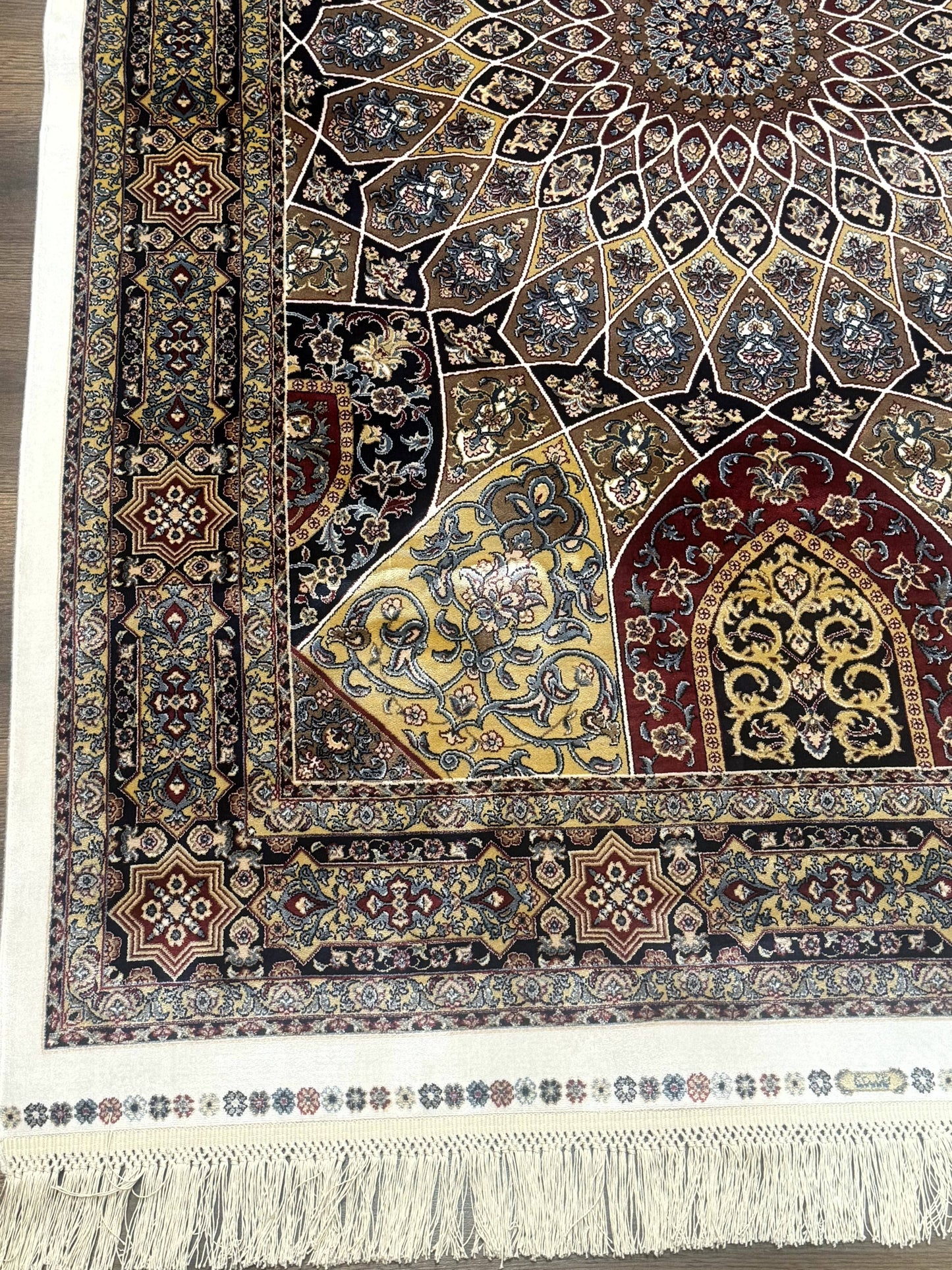 Turkish Silk Rug 4x6 Dome Design Bamboo Silk Memluk Carpet