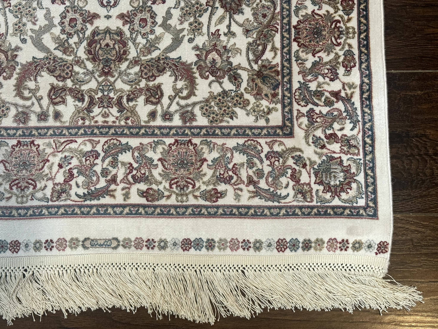 Turkish Silk Rug 2.6 x 4 Ivory Allover Floral Design Bamboo Silk