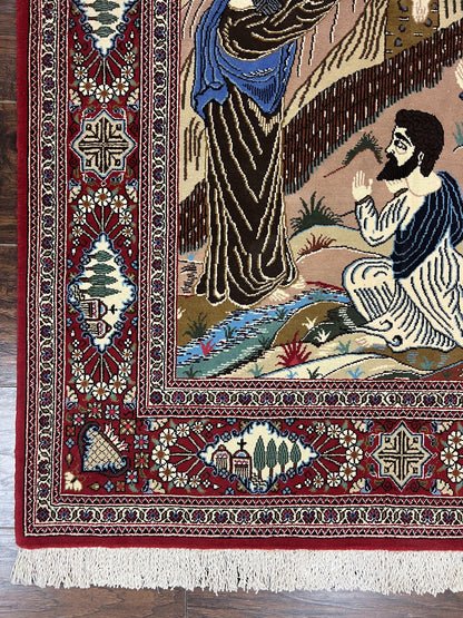 Persian Kashan Pictorial Rug 3x5 - Jesus on Cross