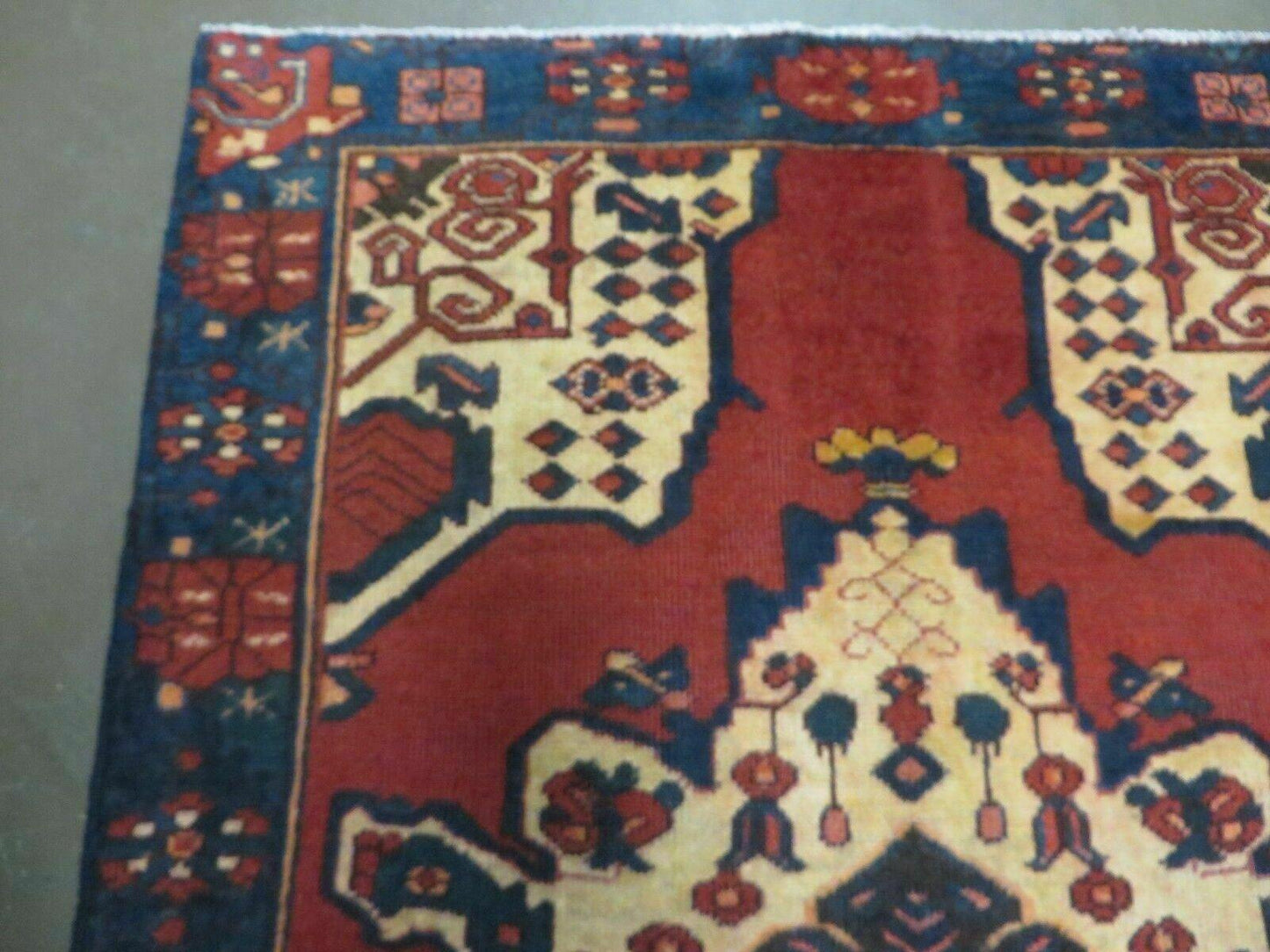 Antique Turkish Wool Rug Handmade 4 By 7 Veg Dye Allover Pattern