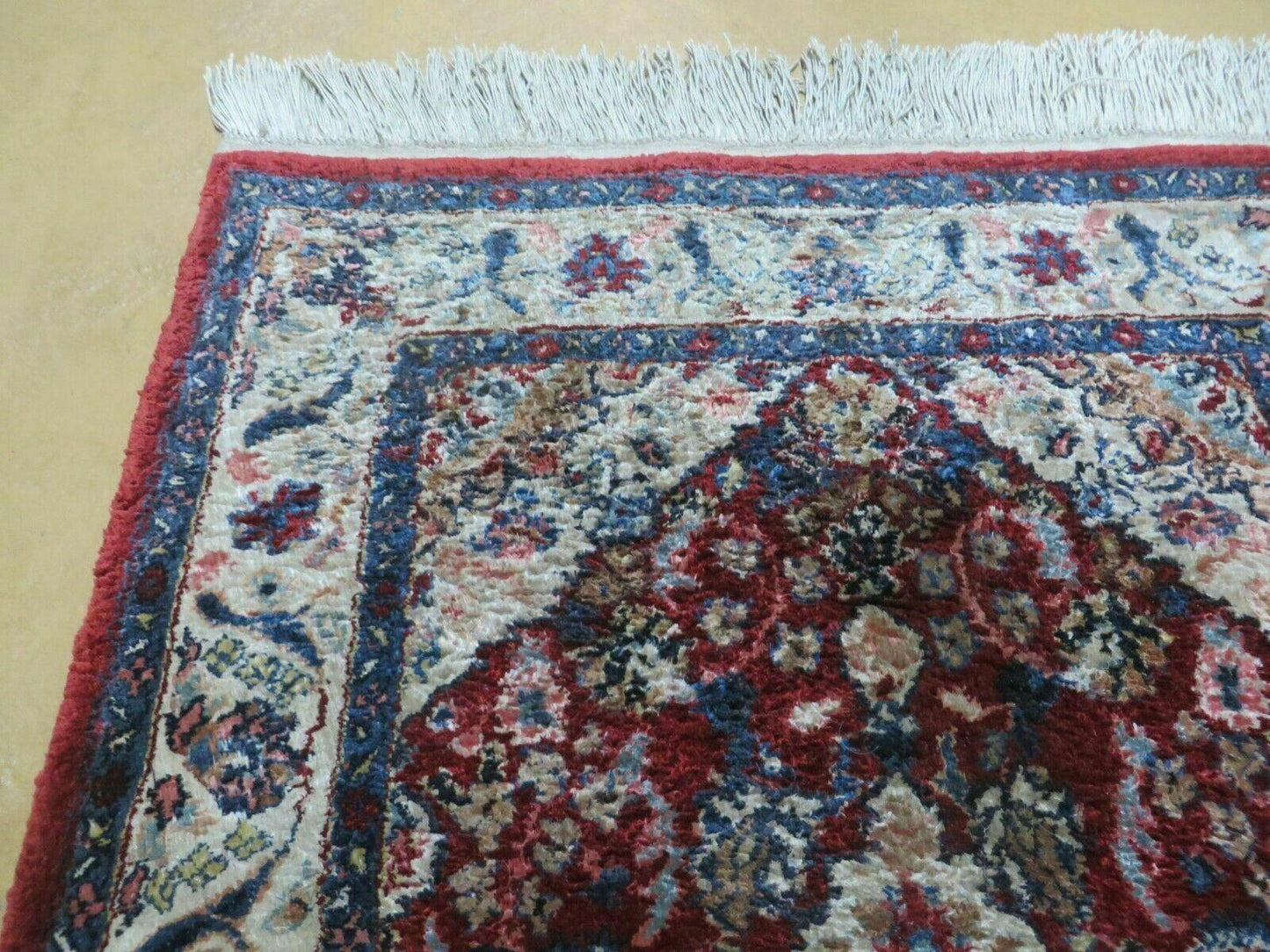 Handmade Chinese Silk Rug Floral Oriental 2 by 3 Feet Red Vintage 1980s