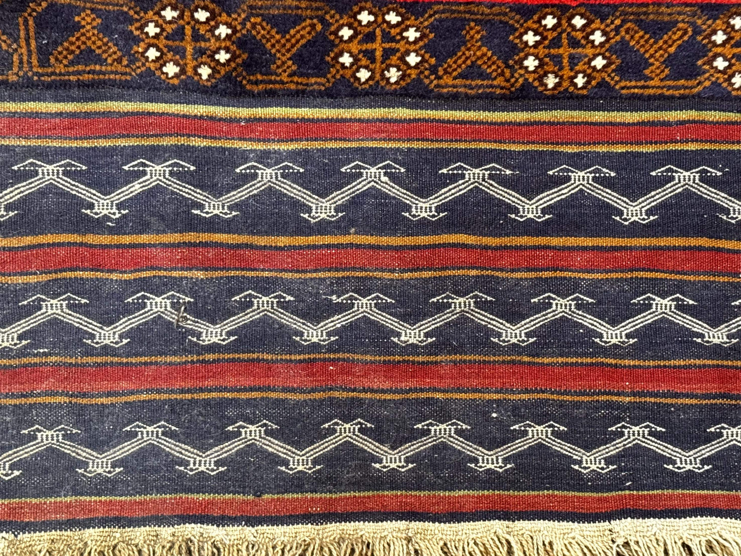 Handmade Afghan Rug 3x5 Tribal Geometric Navy Blue Wool Rustic Living Room Accent