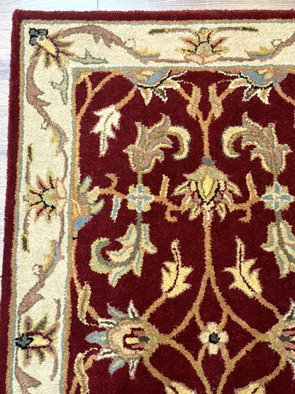 Small Floral Wool Rug 3x5, Safavieh Heritage Collection, Dark Red, Pair A