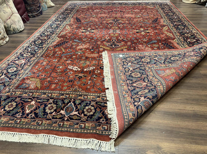 Indo Persian Heriz Rug 10x15 Handmade Wool With Allover Pattern And Vintage Charm