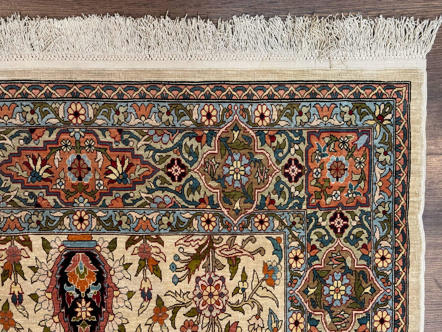 Rare Turkish Hereke Silk Rug 3x5, Tree of Life Persian Vase Design, Very Fine 440 KPSI, Signed