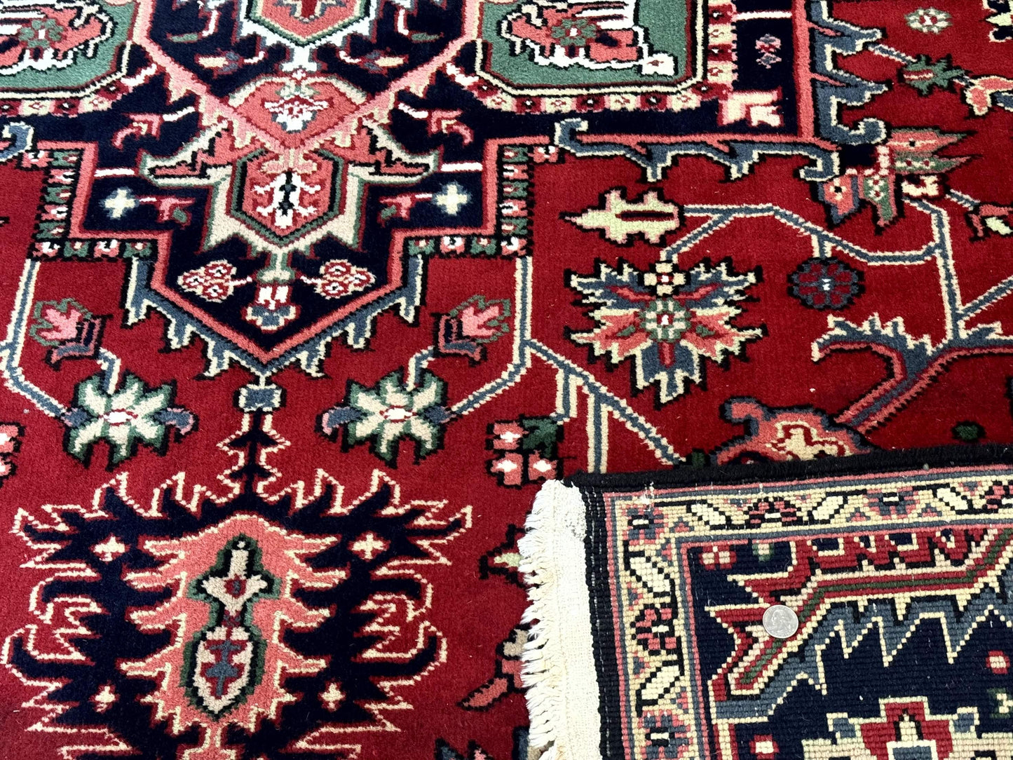 Indo Persian Heriz Rug 8x10 Geometric Medallion Wool Room Size Carpet