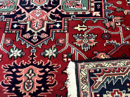 Indo Persian Heriz Rug 8x10 Geometric Medallion Wool Room Size Carpet