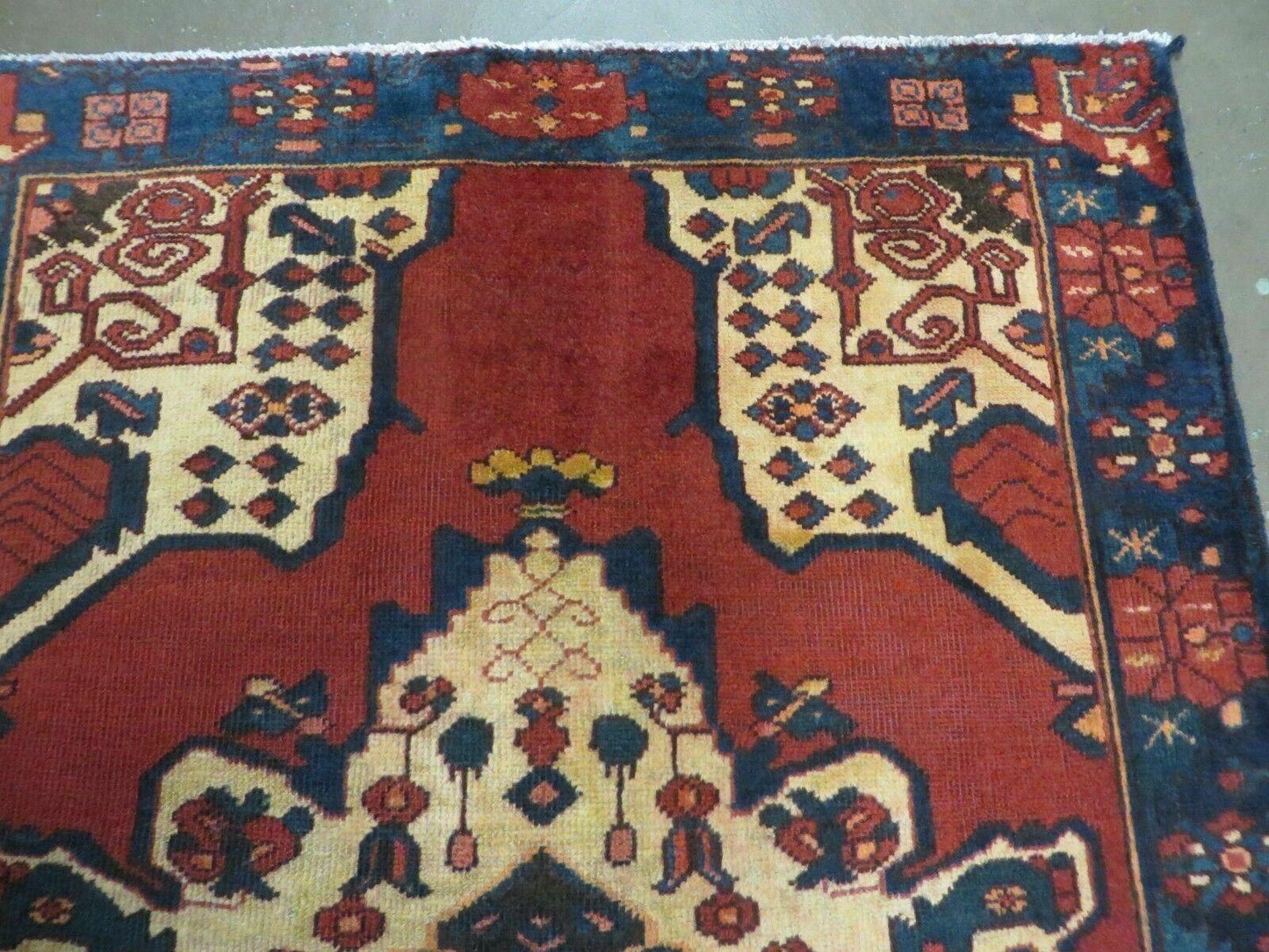 Antique Turkish Wool Rug Handmade 4 By 7 Veg Dye Allover Pattern