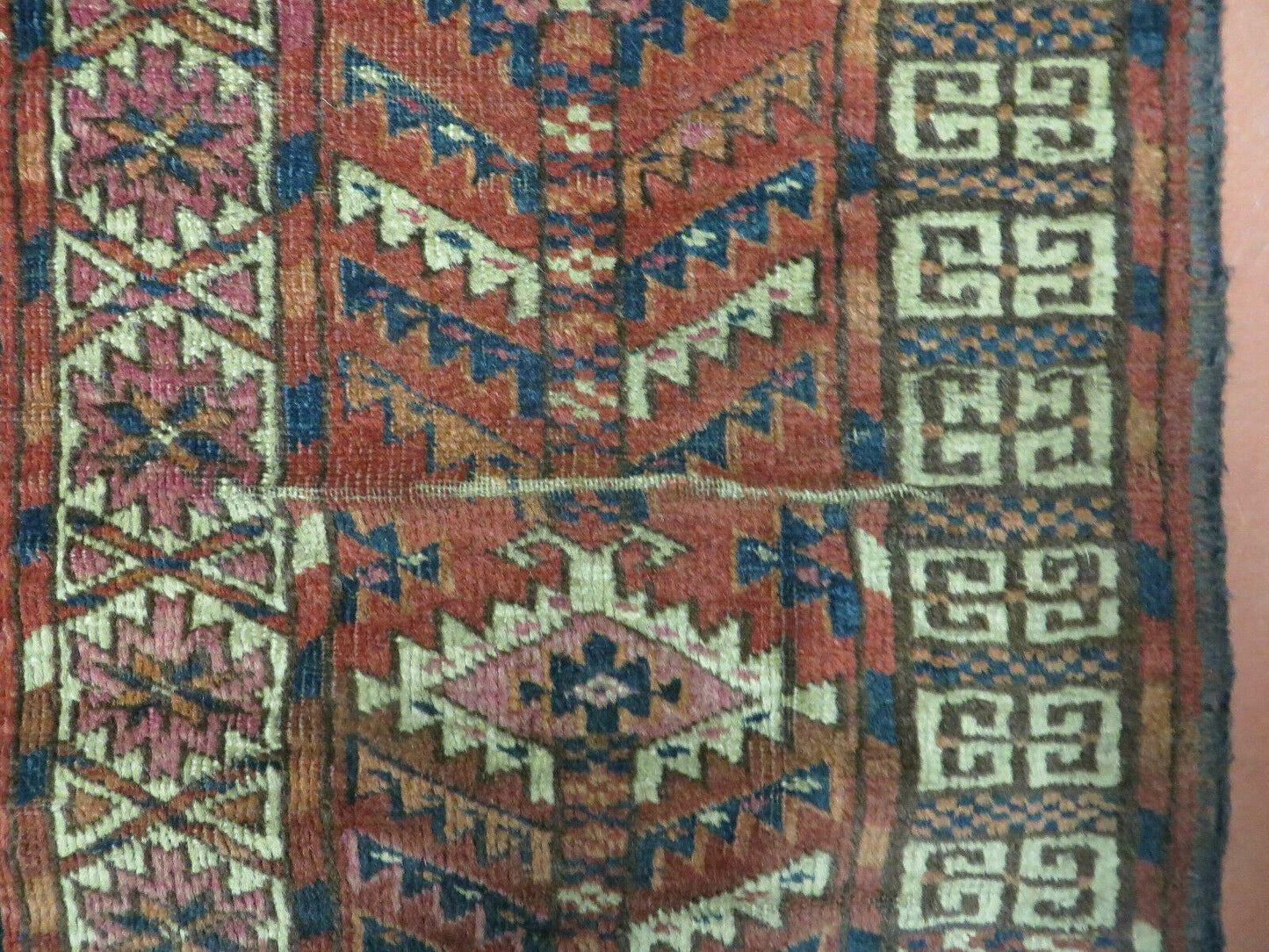 Turkoman Ensi Wool Rug Antique 4x5 Handwoven Nomadic Textile Art